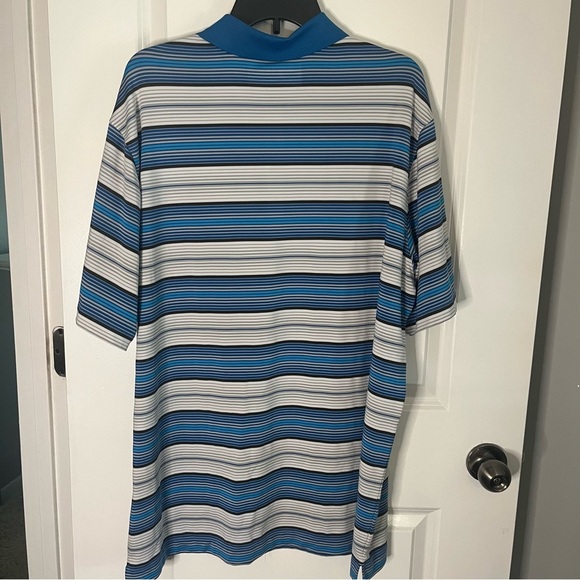 Nike Men's Striped Polo Shirt - Blue, white, black. Nike Golf. Men’s size L - Picture 3 of 7